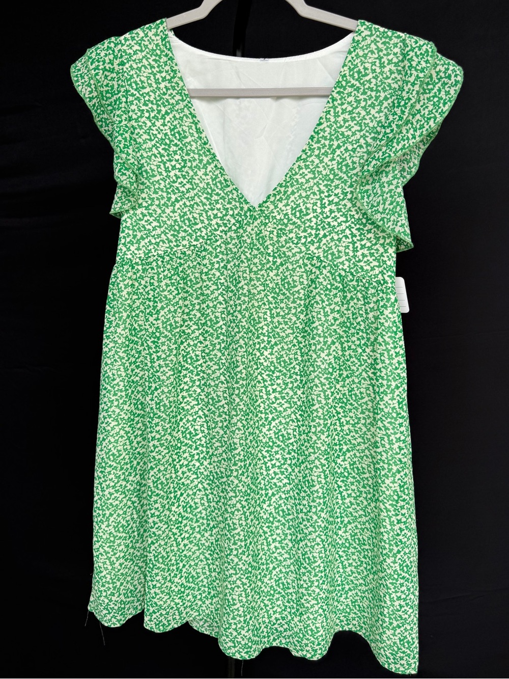 Amazon Green Floral V-Neck Babydoll Dress